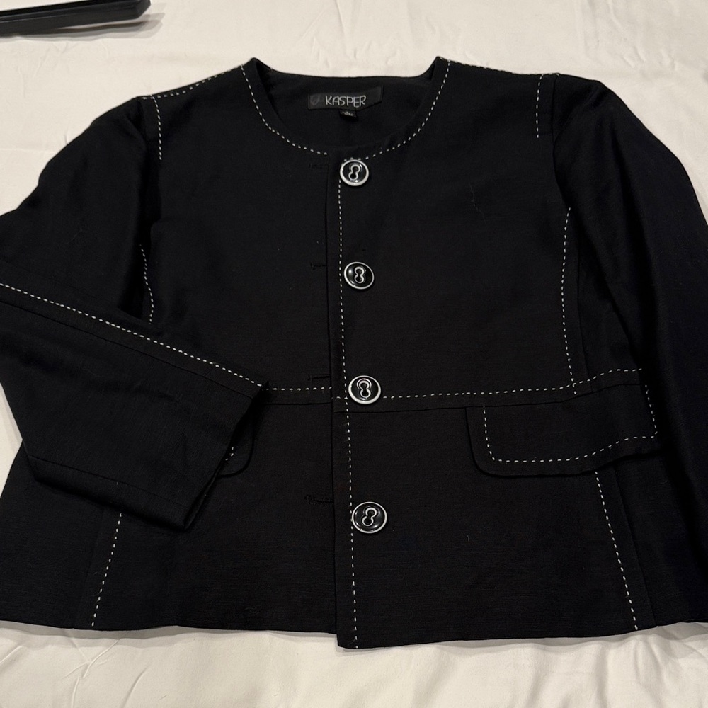 Kasper Black Jacket with White Accents